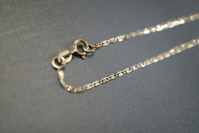 10K Solid Yellow Gold Tri Color 1.5 MM Thin Valentino Chain Necklace. 16'' - 24''