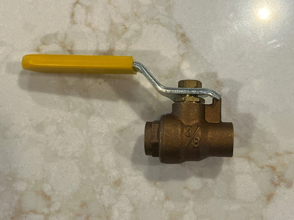 (Box 10) 3/8" Sweat Brass Ball Valves, Standard Port, 400WOG 150WSP MADE IN USA - Image 3 of 4