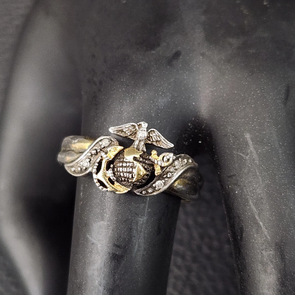 Anillo de ley 925 del Cuerpo de Marines de los Estados Unidos EGA "Semper Fi" USMC para hombre tamaño: 10,5 Foto 2 de 4