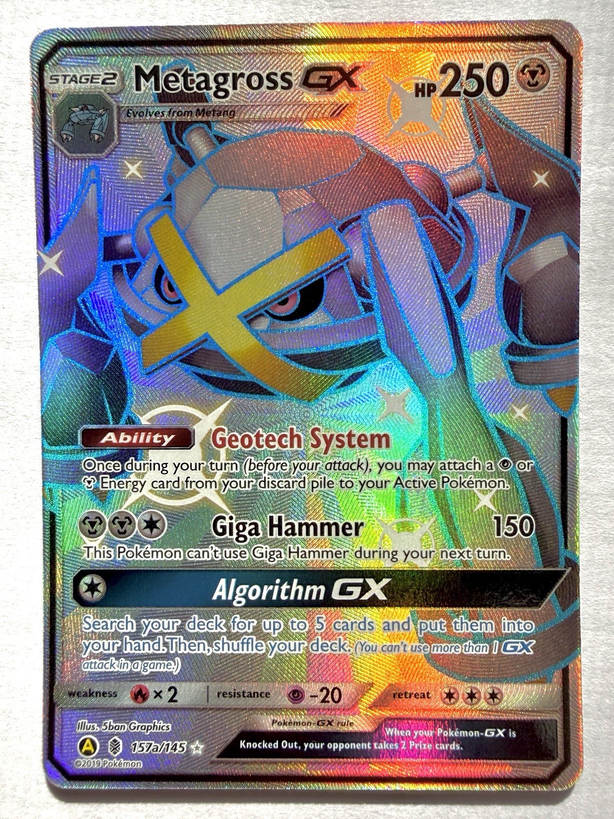 Pokemon Metagross GX Sun & Moon Guardians Rising 157a/145 Alt Art Promo 2019 NM