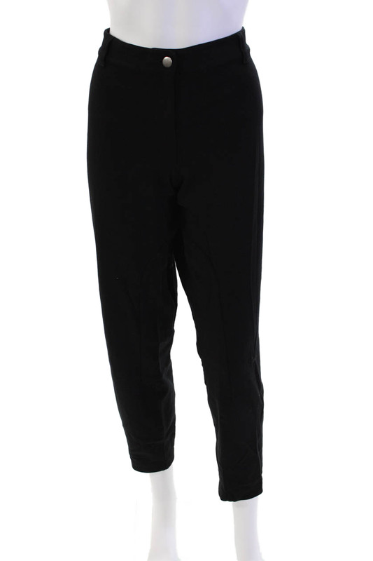 Eileen Fisher Womens Stretch Two Pocket Mid-Rise Tapered Pants Black Size L