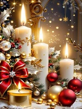 Christmas Candles Counted Cross Stitch Kits for Adults, Christmas Stamped Cross