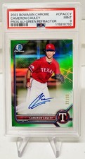 2022 Bowman Chrome PSA 9 #CPACCY Cameron Cauley Green Refractor Auto /99 Rangers