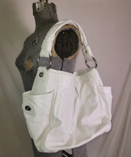 Y2K Coach Parker Leather Pleated Hobo 13412 White READ Shoulder Bag M/L