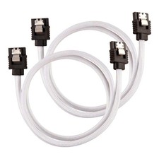 Corsair Premium Sleeved SATA Data Cable Set with Straight Connectors; White; 60c