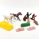 Vintage Marx Playset Lot 11 Pcs Horses Figures Vehicles Trolley 1950s 1960s (V9)