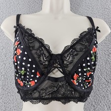 Torrid Curve Longline Bralette Womens 2X Polka Dot Lace Mesh Sheer Bra