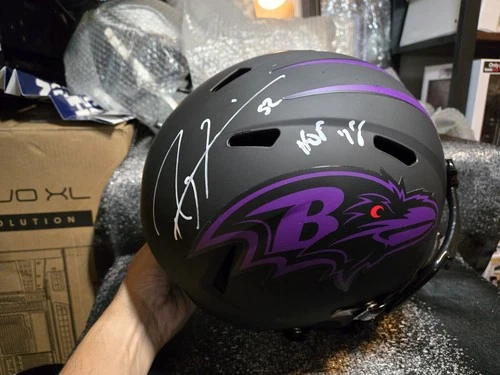 Ray Lewis Signed Ravens F/S Eclipse BLK Matte Speed Helmet  "HOF '18- Beckett
