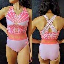 GK Elite Gymnastics Leotard "Olympia" Pink Criss Cross Back Size AL