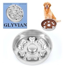 Slow Feeder Dog Bowls Stainless Steel Dog Bowls with Non-Slip Rubber Base Metal