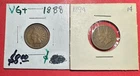1888 & 1894 US Indian Head Cent! Good! Harder to Find! Lower Mintages! Old Coin!