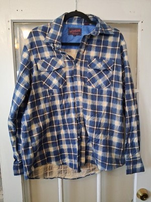 Vintage Woodland Mens Shirt Size Large Blue Flannel Perma Press Blue See Pic K1