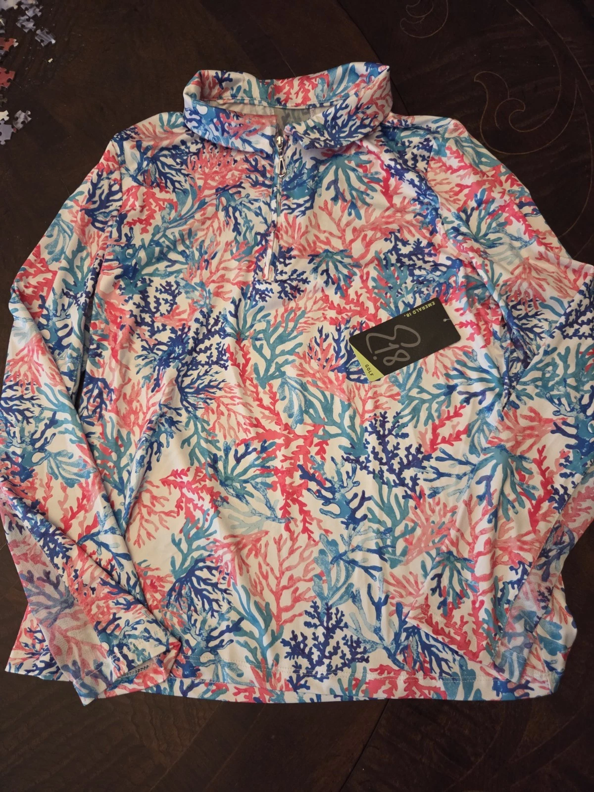 NEW Women's M Emerald 18 Golf Shirt Top Quarterzip UPF50 Wicking Strech Multi