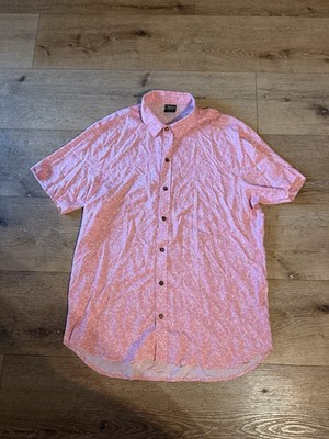 kirby dress shirt Kirby (Video Game) Men's Short Sleeve Button Down Size L Pink White  Nintendo