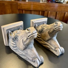 Vtg Telle M Stein Horse Head Wall Shelf Corbel Brackets Equestrian Decor Pair