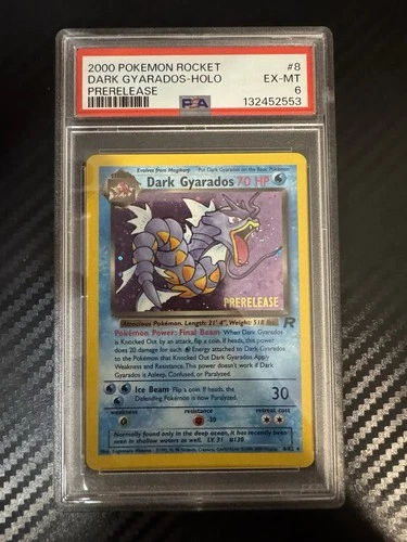 2000 POKEMON ROCKET #8 DARK GYARADOS-HOLO PRERELEASE PSA 6