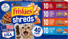 Purina Friskies Wet Cat Food Variety Pack, Shreds, 40 Pack 5.5 oz Cans