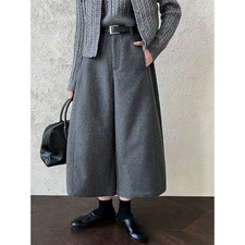 Korean Woolen Loose Wide Leg Pants Women's Autumn New Slimming Fit Cropped Pants