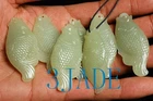 2" Natural White Nephrite Jade Fish Pendant Carving Figurine Necklace
