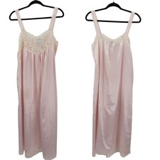Vintage Sugar Plum Pastel Pink Nightgown Lace Trim Maxi Sz M Feminine Flowy