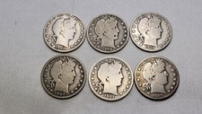 Lot of 6 Barber Half Dollars Good No. 4 - NO Repeated Dates/Mintmark