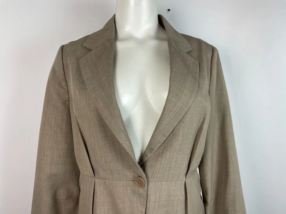 Blazer Chaqueta Tex By Max Azria Ligera Taupe Talla M Foto 2 de 4