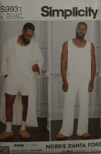Simplicity- 9931 - Men's Robe, Knit Tank Top, Pants And Shorts