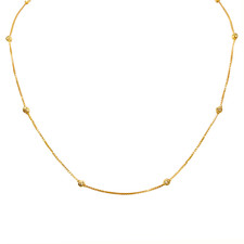 22ct Yellow Gold Shiny Diamond Cut Ball Eight Beaded Necklace Chain 18.5 Inches