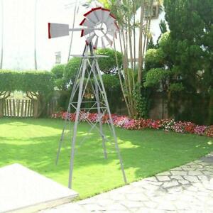 8FT Tall Windmill Ornamental Wind Wheel Garden Weather Yard Resistant Vane Decor