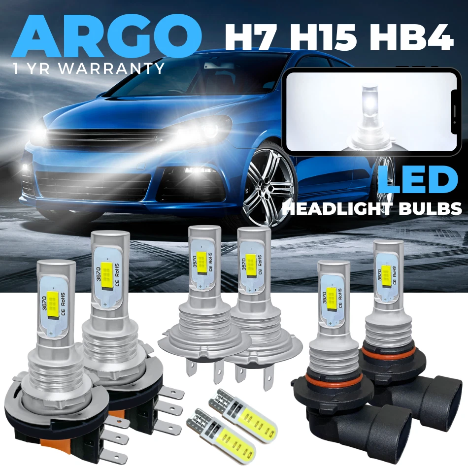 Fits VW Golf MK6 Led Headlight 2009-2012 DRL Xenon White Fog Side Light Bulbs
