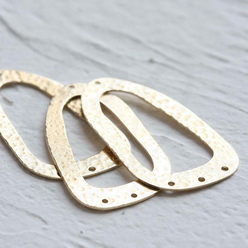 DIY Supply-Premium Plated Solid Brass Finding Hammered Irregular - 33