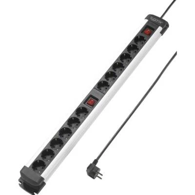Sygonix SY-4538268 Steckdosenleiste mit Schalter 12fach Schwarz, Silber