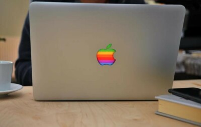 1pcs x Apple sticker Rainbow Retro 3D Domed Apple logo decals for MacBook  UK