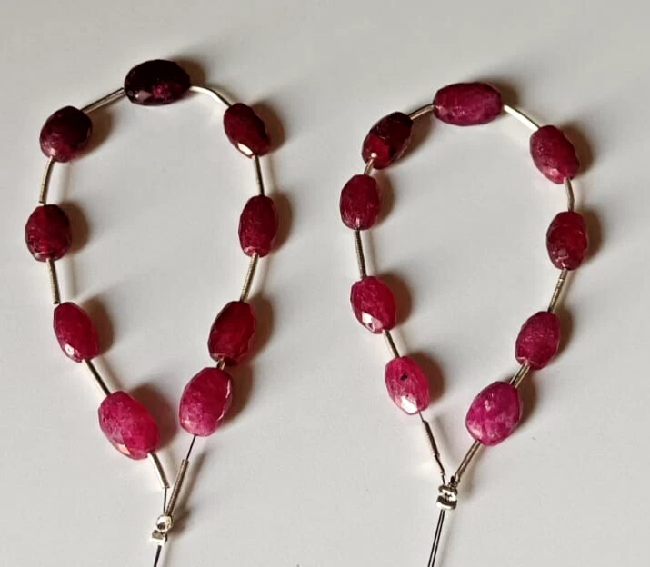 40Cts Natural African Ruby Fine Cut Oval Loose Beads For Jewelry 5x7 - 7x9 MM-4" - Image 3 of 4