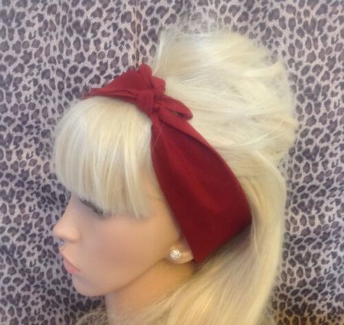 NEW PLAIN BURGUNDY COTTON SQUARE BANDANA HEAD HAIR NECK SCARF 50s PIN UP RETRO  - Picture 1 of 2