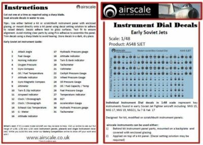 Airscale 1/48 Early Soviet Jets Instrument Dials (Decal) 4806 