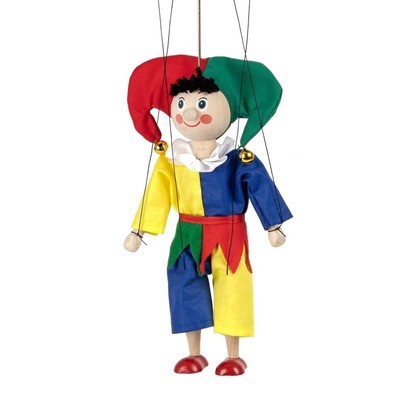 Marionette Clown 20 cm, Holz-Marionette, Dekoartikel