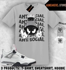 Shirt To Match AJ 4 White Cement 2025 Sneaker Matching Antisocial Marvin T-Shirt