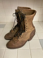 Chippewa Leather Roper Packer Boots Leather Cowboy Brown 10 EE Vintage Two Tone