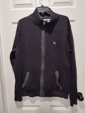 Express Sweater Men XLarge Gray Ribbed Preppy Full Zip Knit Sweater Classiccore