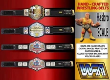 AWA Lot Of 4  Hand Made Hasbro Scale Wrestling Figure Belts