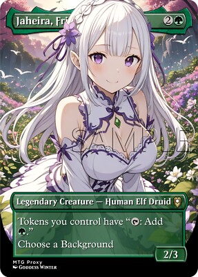Re:Zero Emilia - Jaheira - Fanart Borderless Style Card for EDH / Playtest