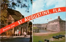 Greetings From St. Augustine, Florida ~ Castillo San Marcos ~ Posted Postcard