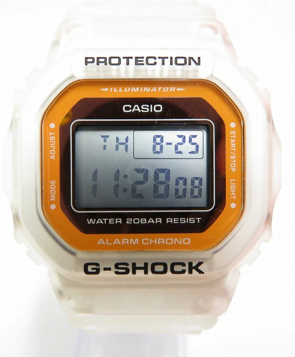 Casio G Shock DW5600 LS White Resin Case and Strap Unisex Wristwatch From Japan