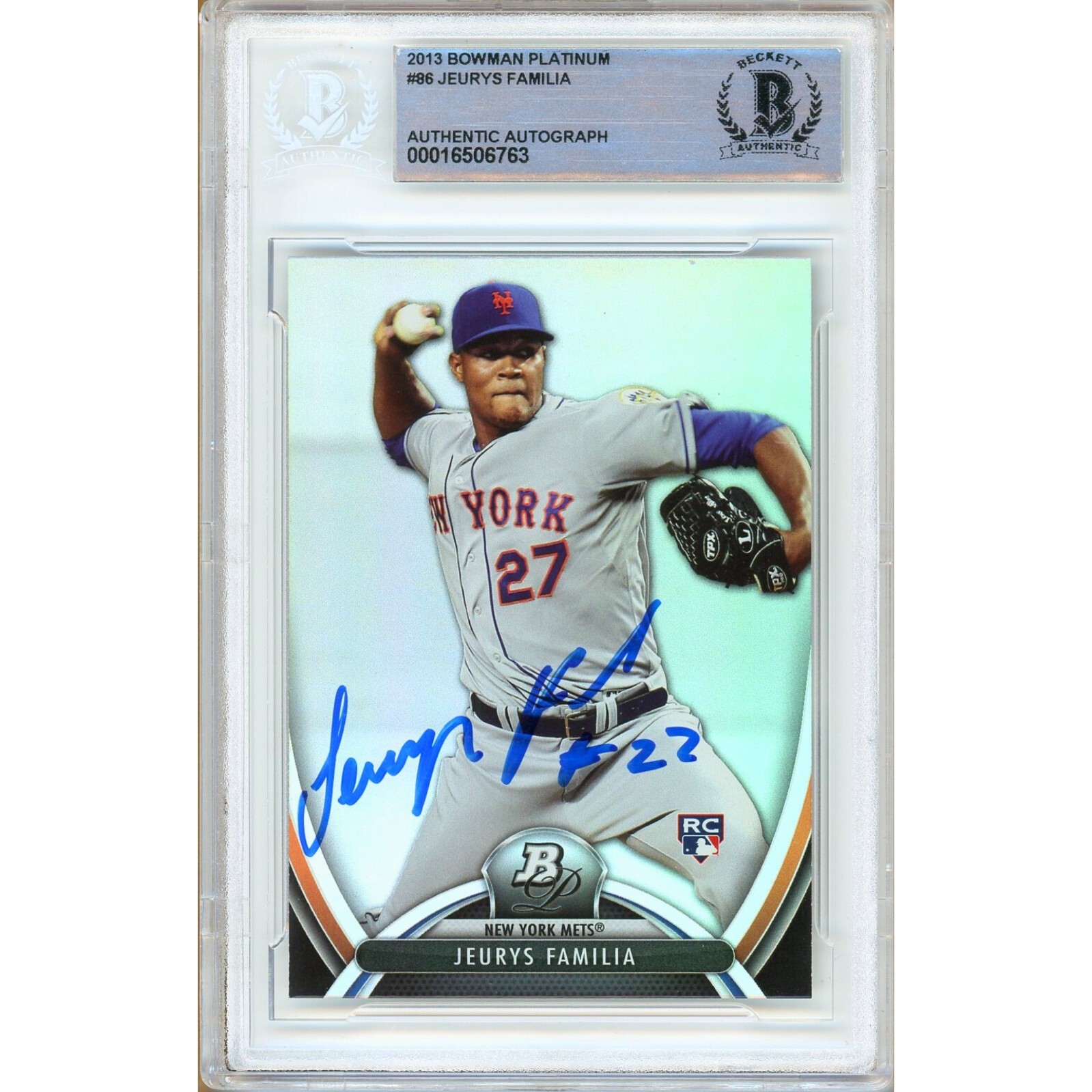 Jeurys Familia New York Mets Auto 2013 Bowman Platinum #86 Signed BAS Auth Slab