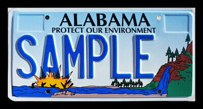 COLORFUL ALABAMA GRAPHIC  AUTO LICENSE PLATE '' SAMPLE '' PROTECT OUR ENVIRONMENT