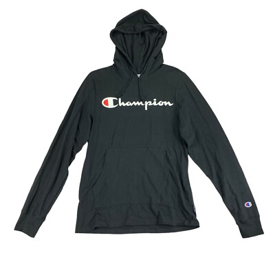 Champion Mens Script Logo Middleweight T-Shirt Hoodie Black S