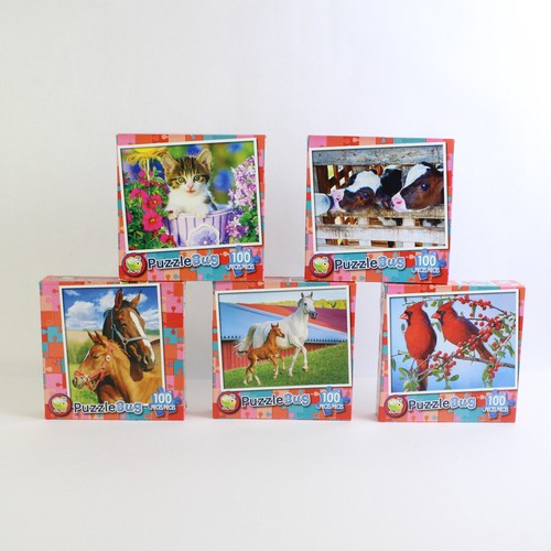 Lot of 5 Puzzle Bug 100 Piece Animal Themed Jigsaw Puzzles Toys