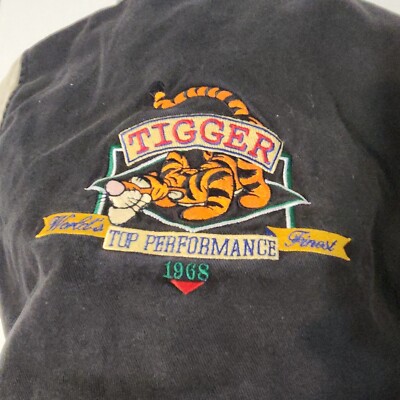 Vintage 90s Tigger Varsity Jacket Disney Store Embroidered Dark