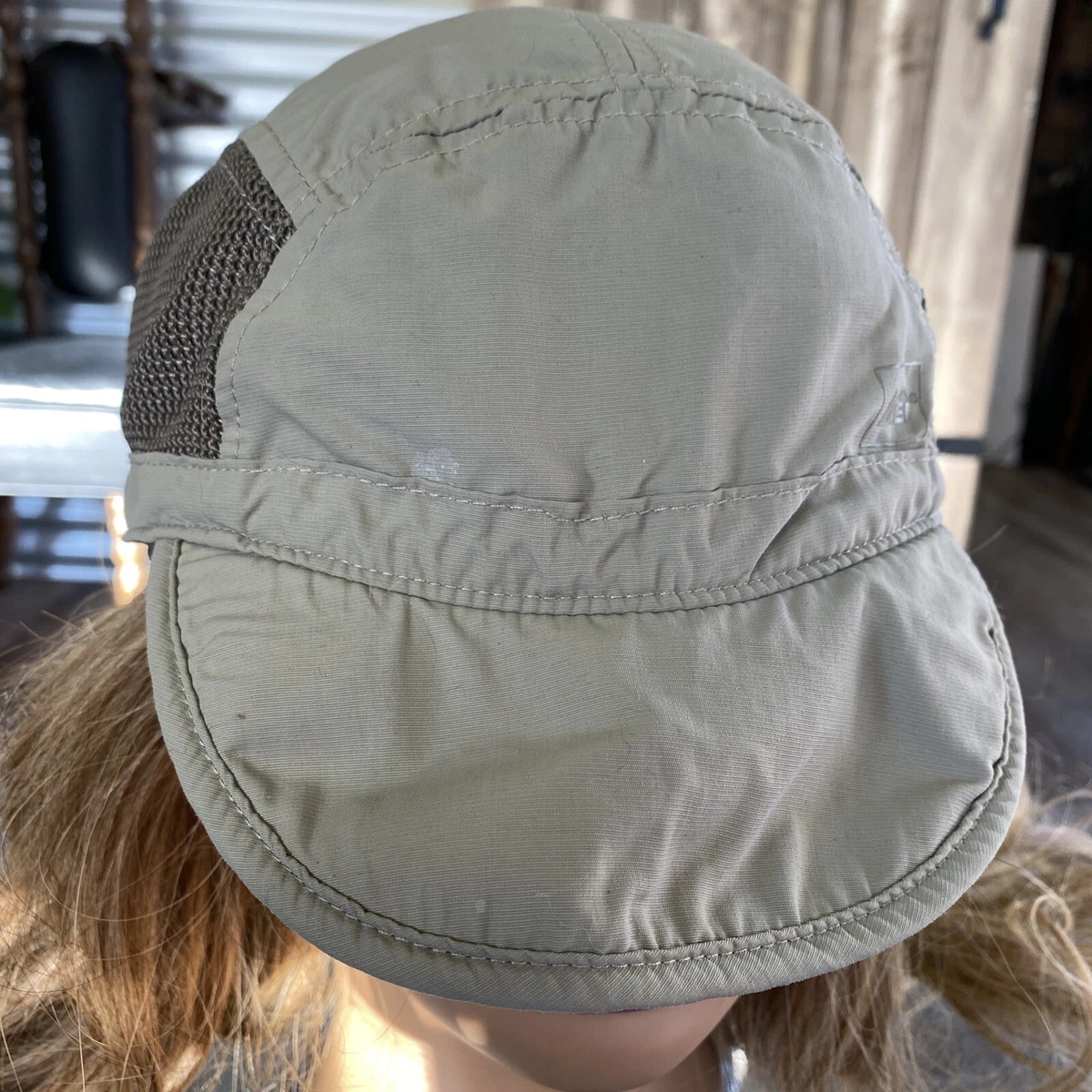 REI 5 Panel Hat Cap Strap Back Adjustable Tan Lightweight Nylon